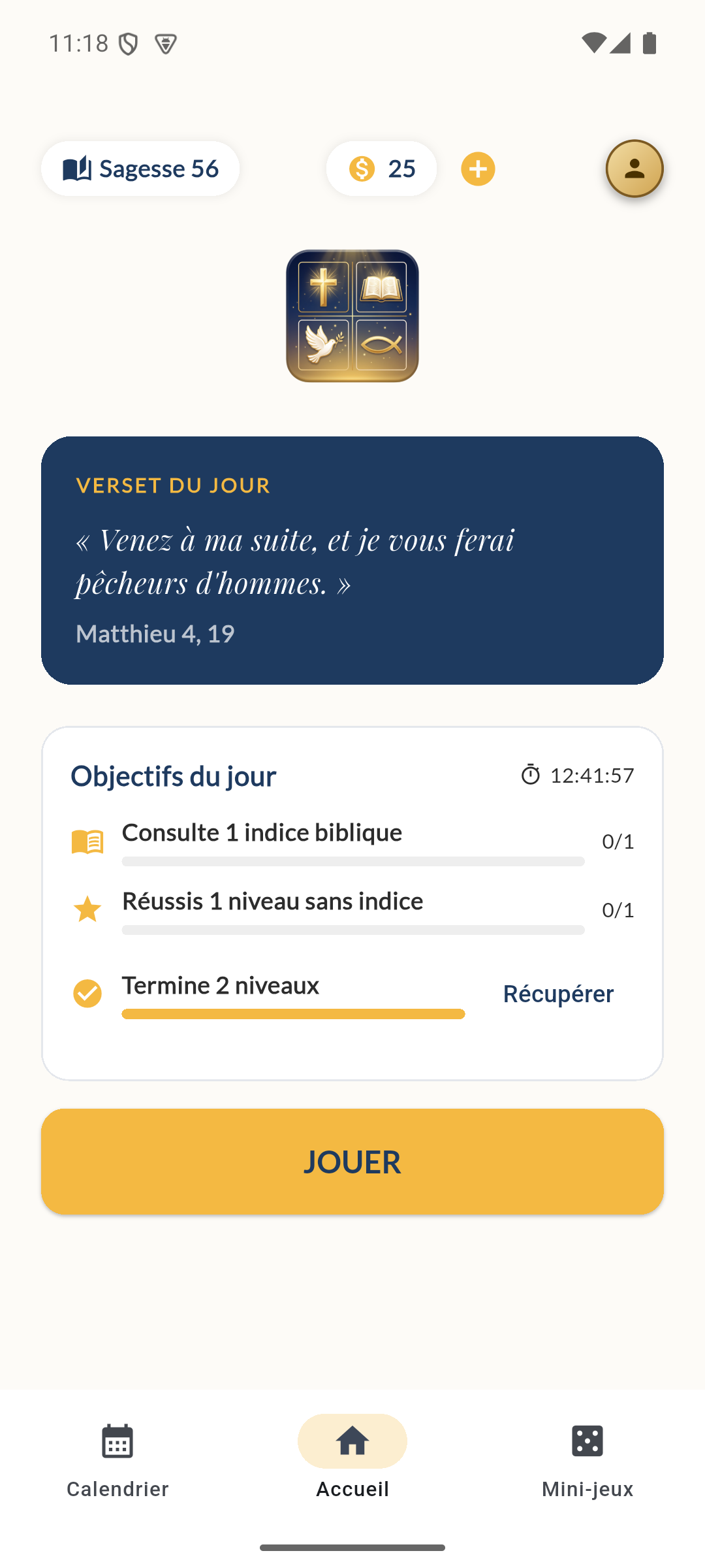 Écran d'accueil TétraFoi